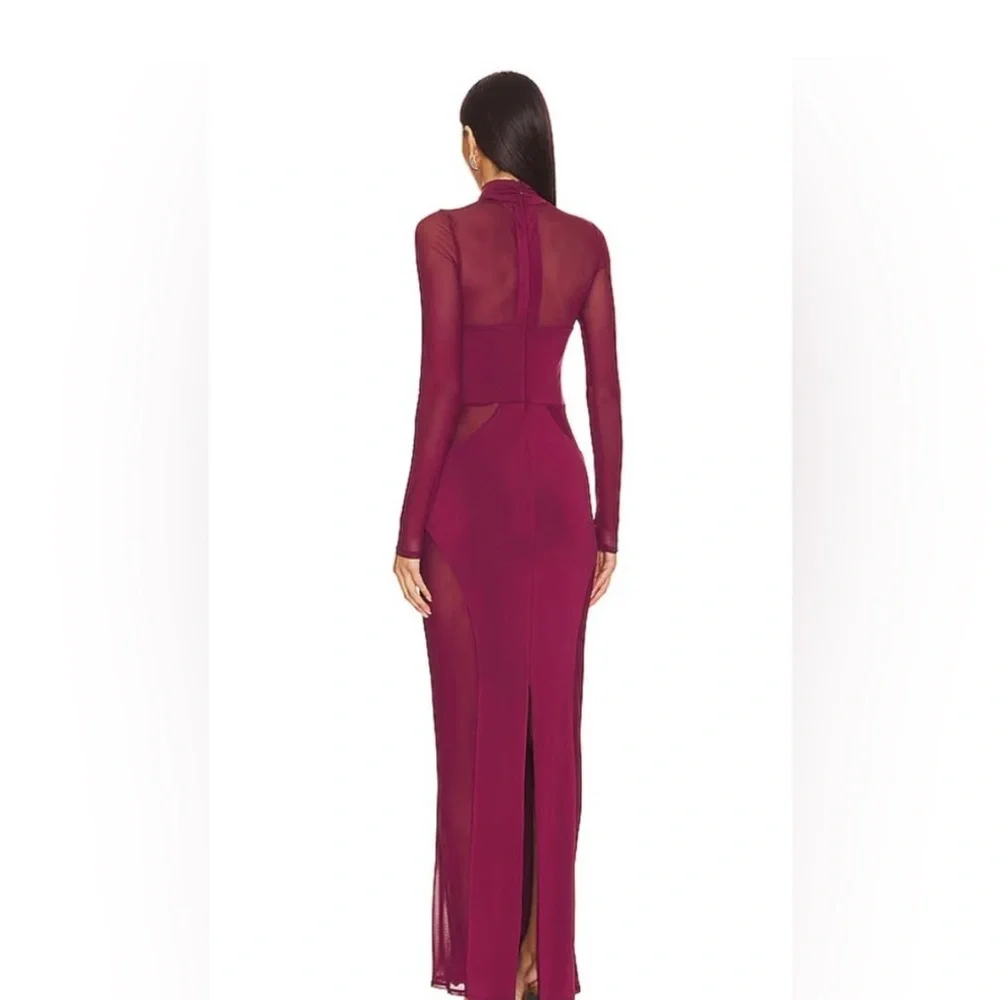 AFRM Long Sleeve Cutout Maxi Dress in Burgundy - Picture 3 of 7